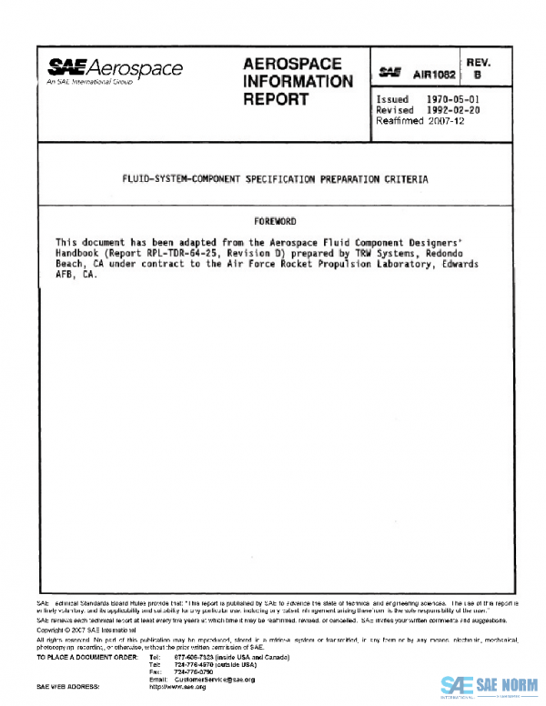 SAE AIR1082B PDF SAE AIR1082B PDF