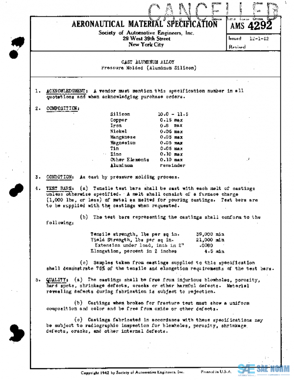 SAE AMS4292 PDF SAE AMS4292 PDF