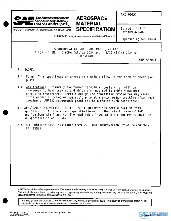 SAE AMS4040K PDF