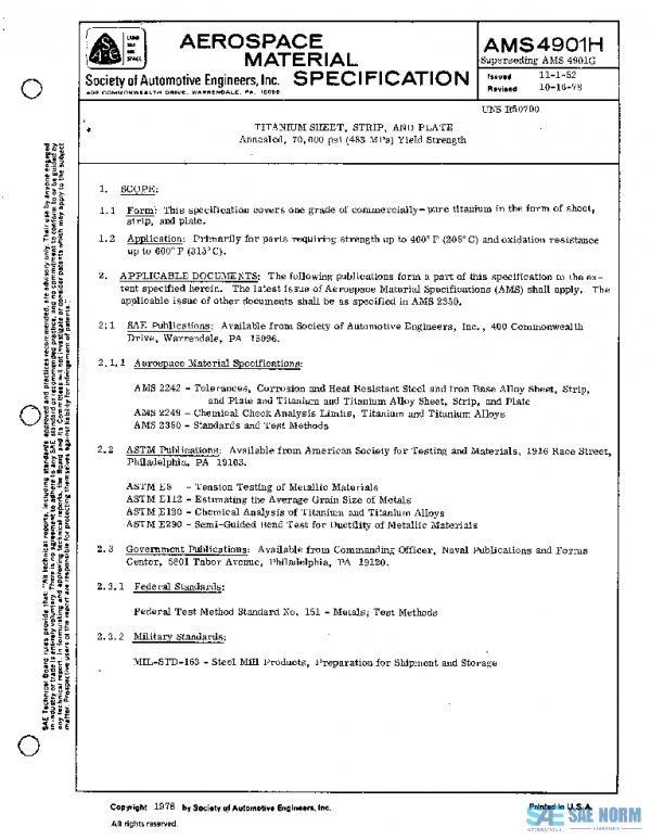 SAE AMS4901H PDF SAE AMS4901H PDF