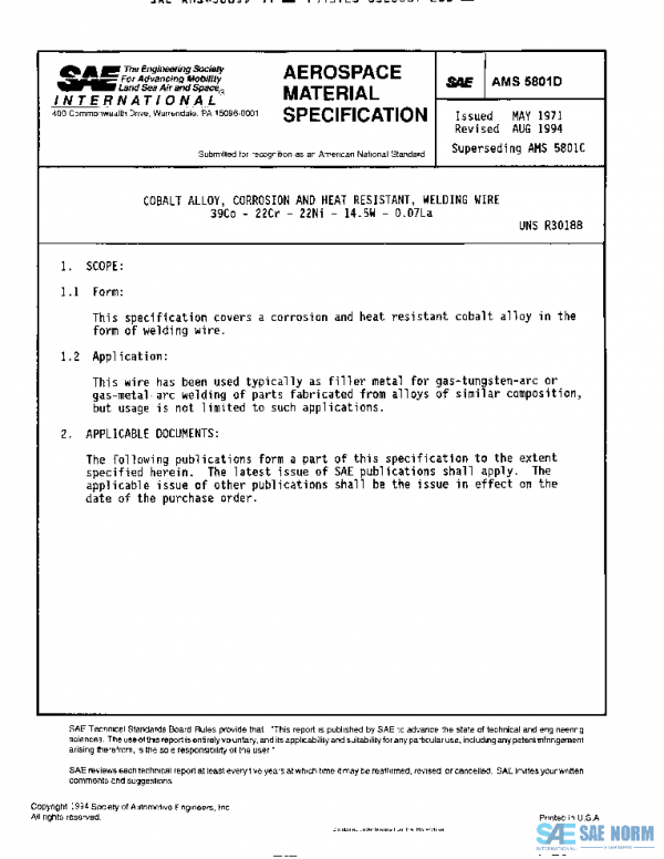 SAE AMS5801D PDF SAE AMS5801D PDF