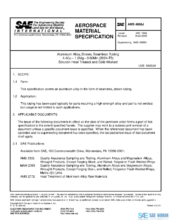 SAE AMS4088J PDF SAE AMS4088J PDF