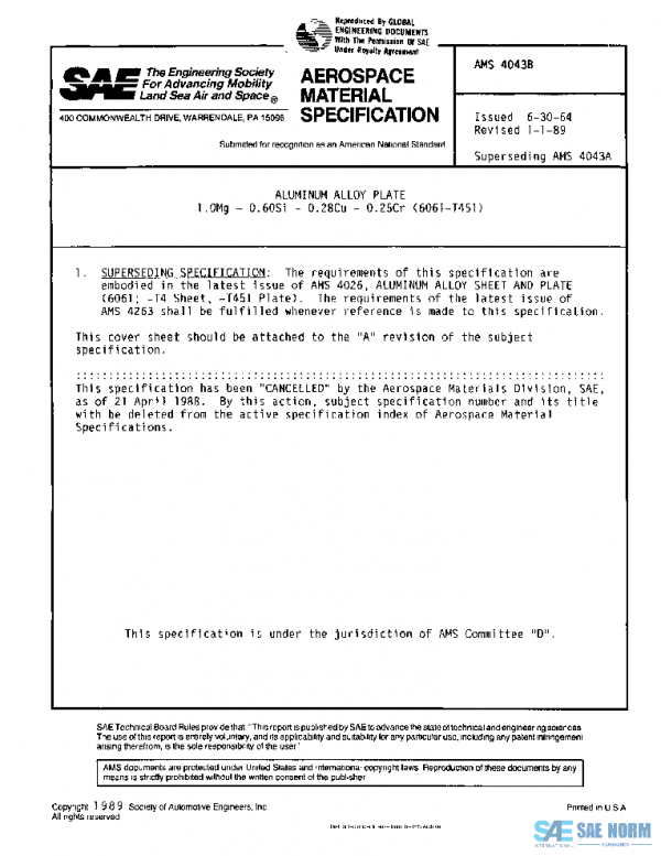 SAE AMS4043B PDF SAE AMS4043B PDF