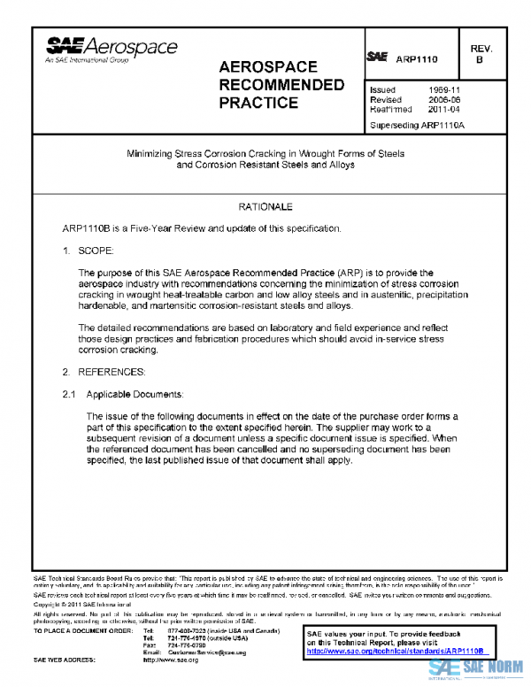 SAE ARP1110B PDF SAE ARP1110B PDF