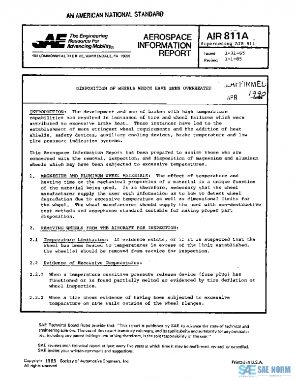 SAE AIR811A PDF SAE AIR811A PDF