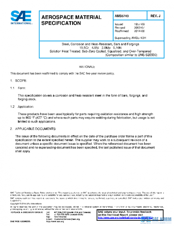 SAE AMS5743J PDF SAE AMS5743J PDF