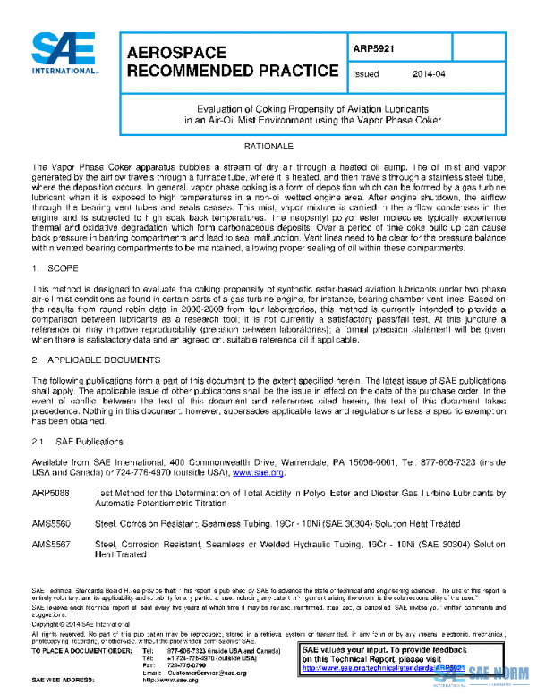 SAE ARP5921 PDF