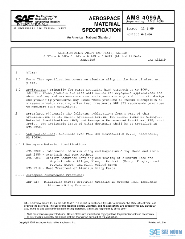 SAE AMS4096A PDF SAE AMS4096A PDF