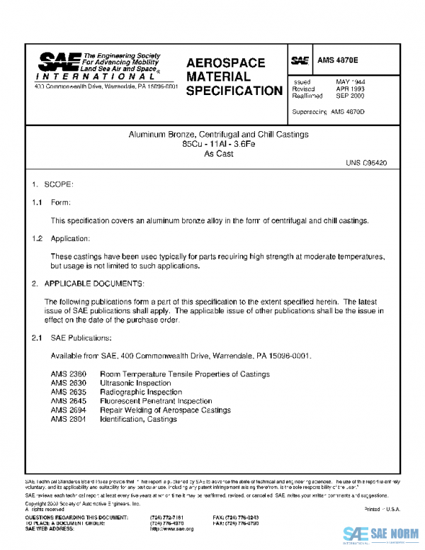 SAE AMS4870E PDF SAE AMS4870E PDF
