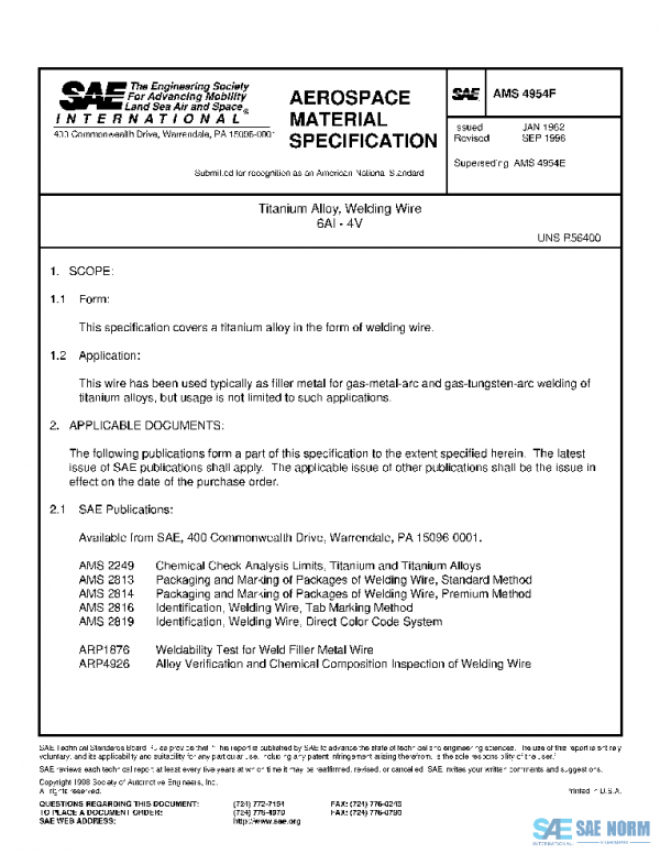 SAE AMS4954F PDF SAE AMS4954F PDF