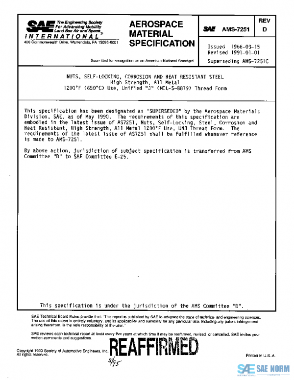 SAE AMS7251D PDF SAE AMS7251D PDF
