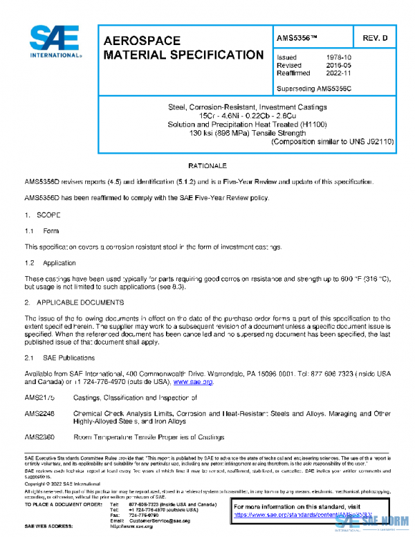SAE AMS5356D PDF SAE AMS5356D PDF