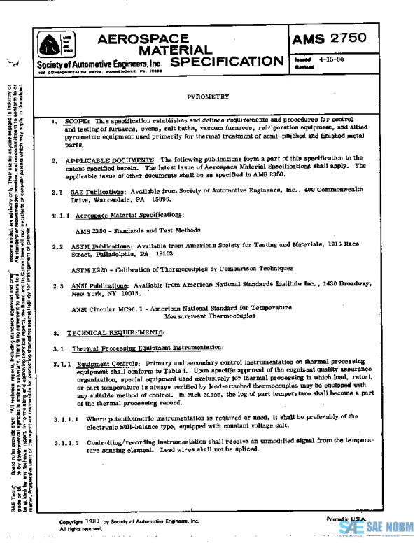 SAE AMS2750 PDF SAE AMS2750 PDF
