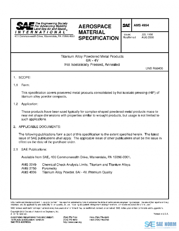 SAE AMS4994 PDF