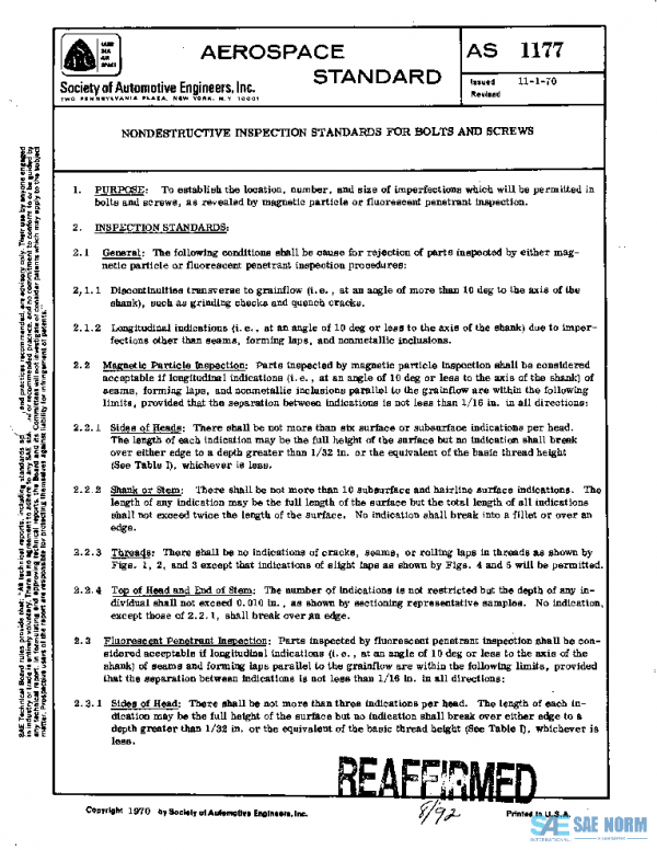 SAE AS1177 PDF SAE AS1177 PDF