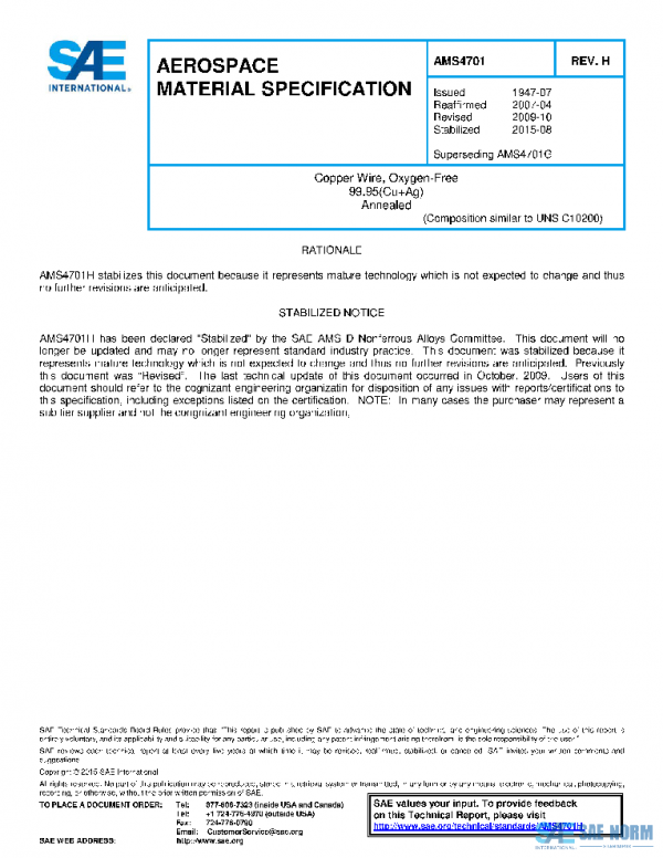 SAE AMS4701H PDF SAE AMS4701H PDF
