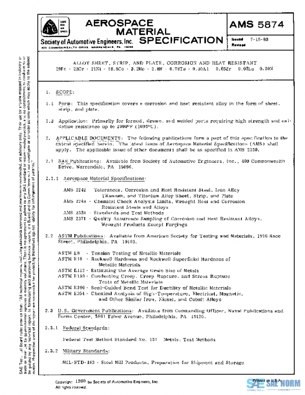 SAE AMS5874 PDF