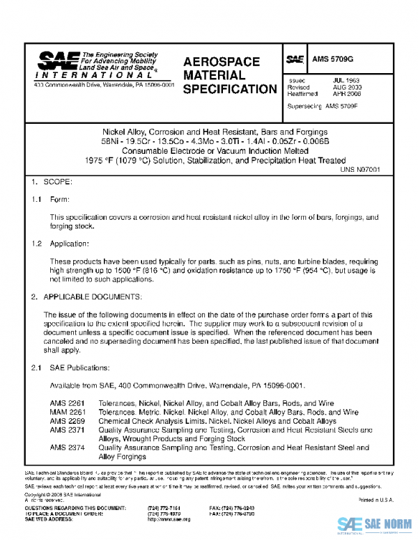 SAE AMS5709G PDF