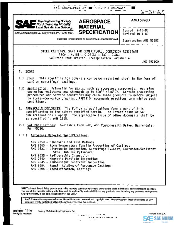 SAE AMS5398D PDF SAE AMS5398D PDF