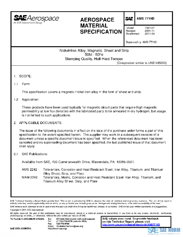 SAE AMS7719D PDF
