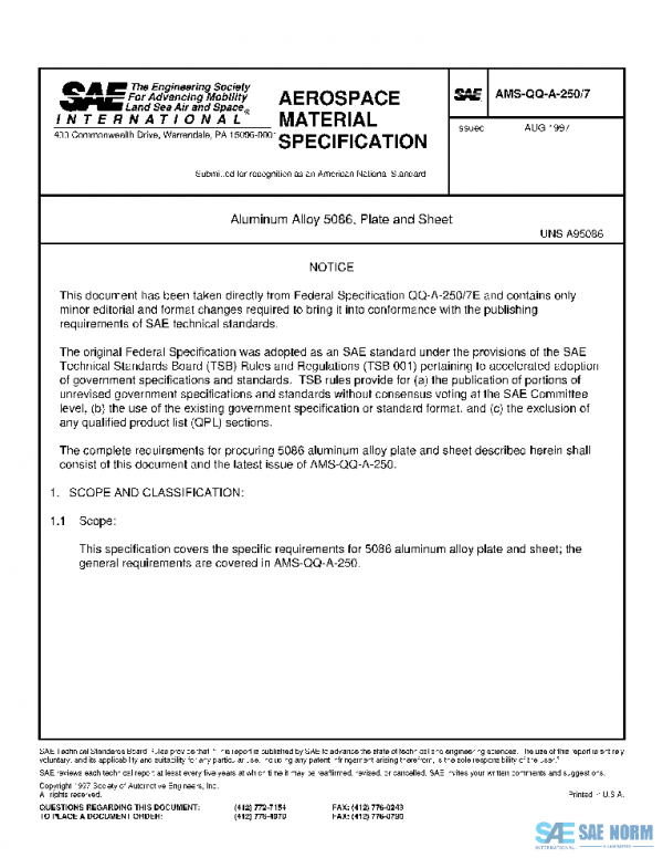 SAE AMSQQA250/7 PDF