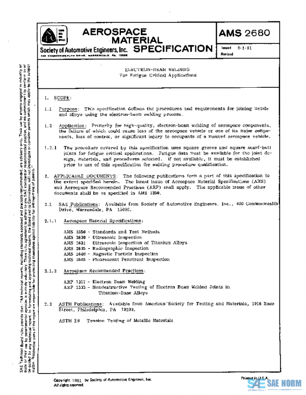 SAE AMS2680 PDF SAE AMS2680 PDF