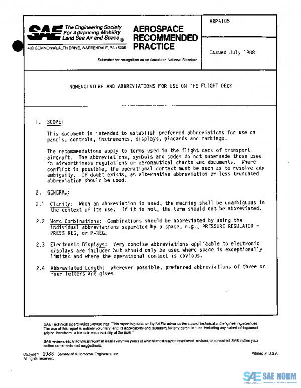 SAE ARP4105 PDF SAE ARP4105 PDF