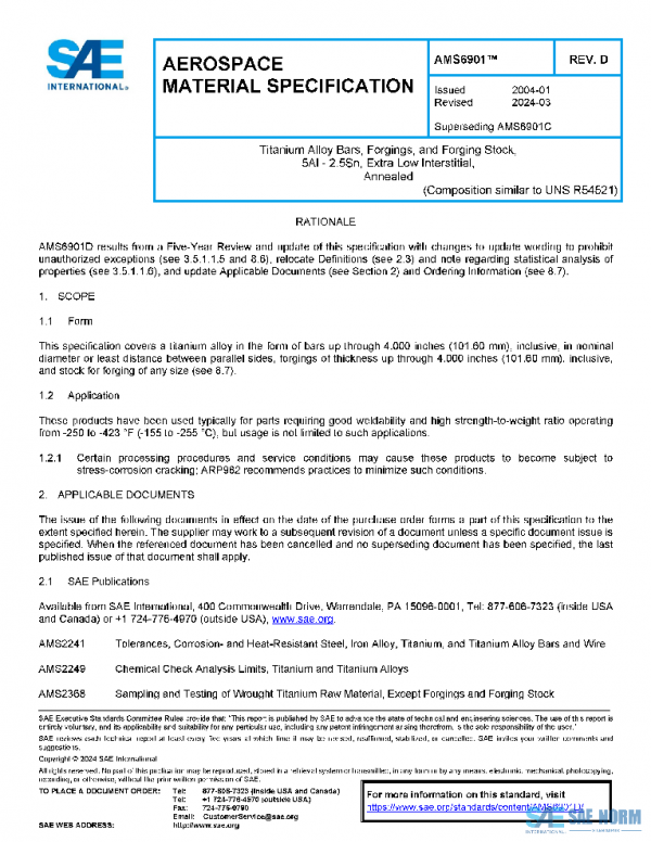 SAE AMS6901D PDF SAE AMS6901D PDF