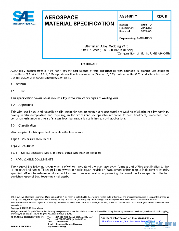 SAE AMS4181D PDF SAE AMS4181D PDF