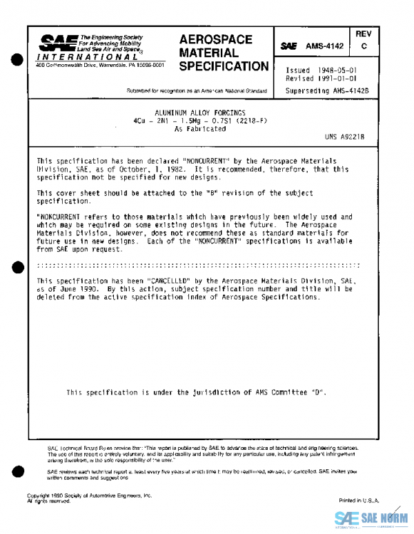 SAE AMS4142C PDF SAE AMS4142C PDF