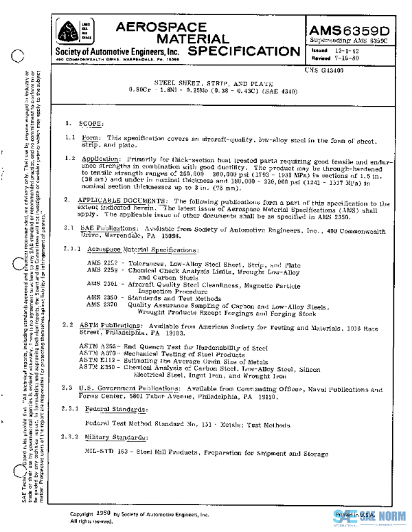 SAE AMS6359D PDF SAE AMS6359D PDF