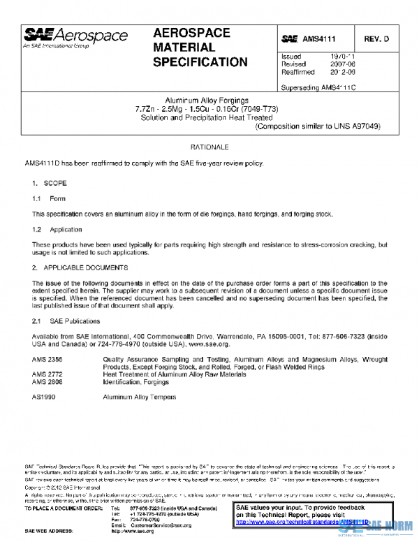 SAE AMS4111D PDF SAE AMS4111D PDF