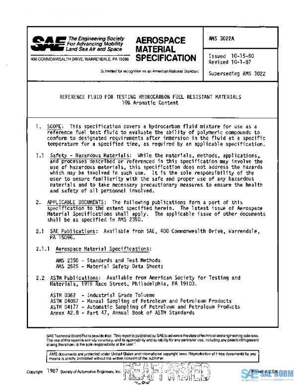 SAE AMS3022A PDF SAE AMS3022A PDF
