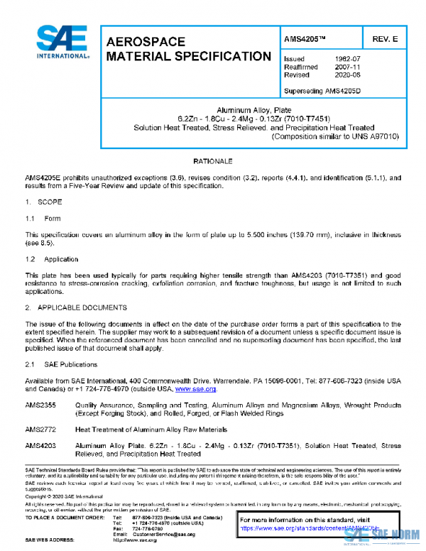SAE AMS4205E PDF SAE AMS4205E PDF
