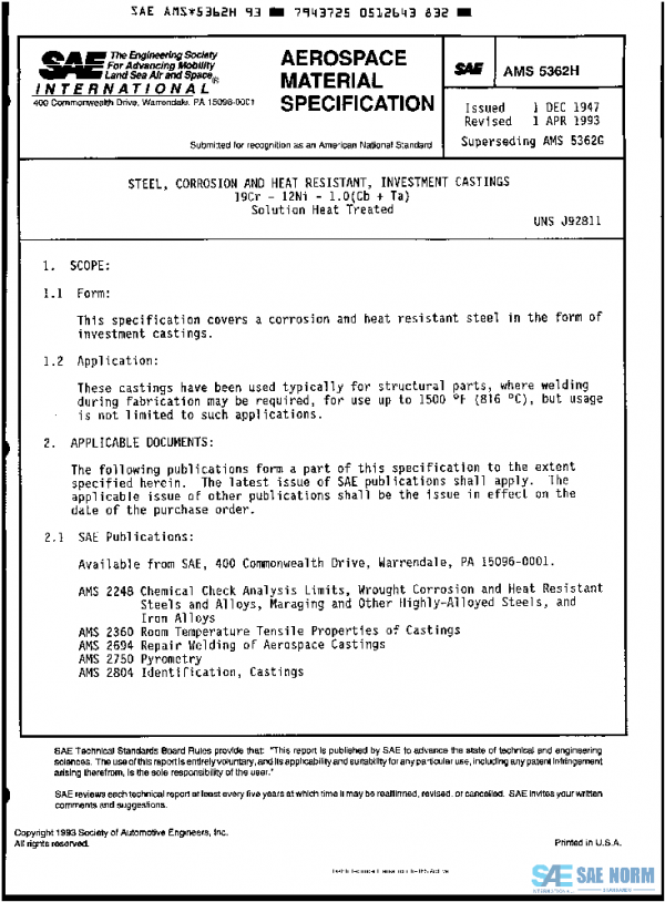 SAE AMS5362H PDF