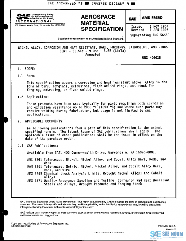 SAE AMS5666D PDF SAE AMS5666D PDF