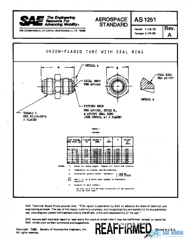 SAE AS1251A PDF SAE AS1251A PDF