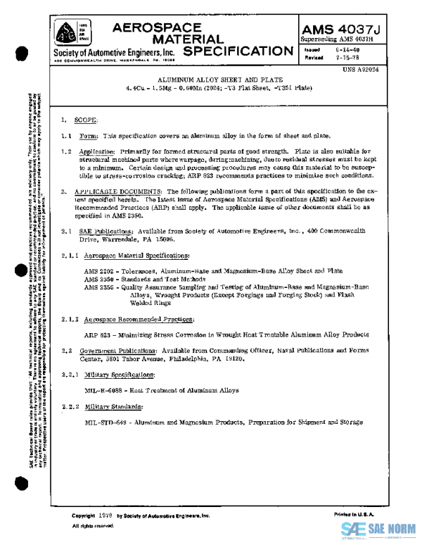 SAE AMS4037J PDF SAE AMS4037J PDF