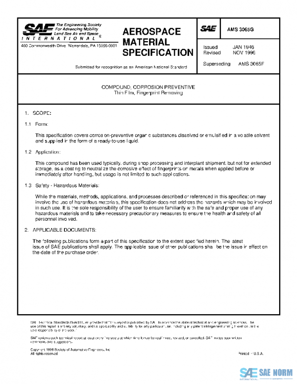 SAE AMS3065G PDF SAE AMS3065G PDF