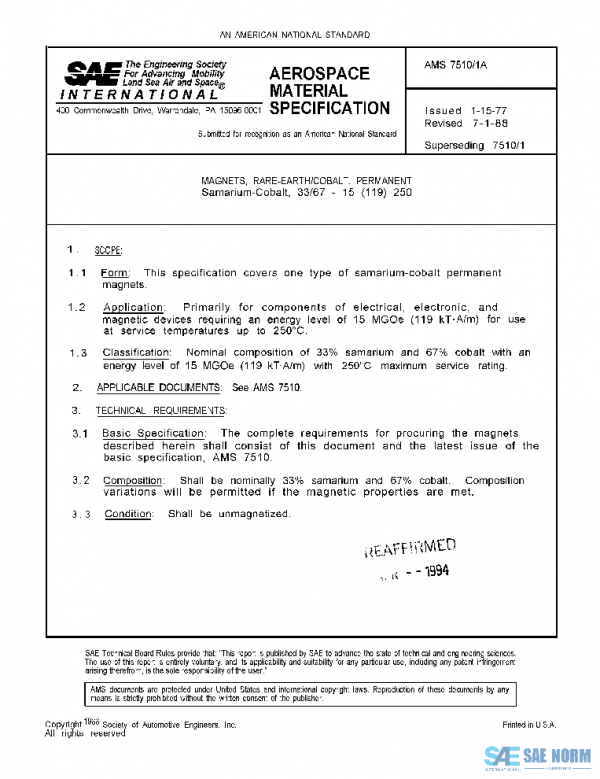 SAE AMS7510/1A PDF