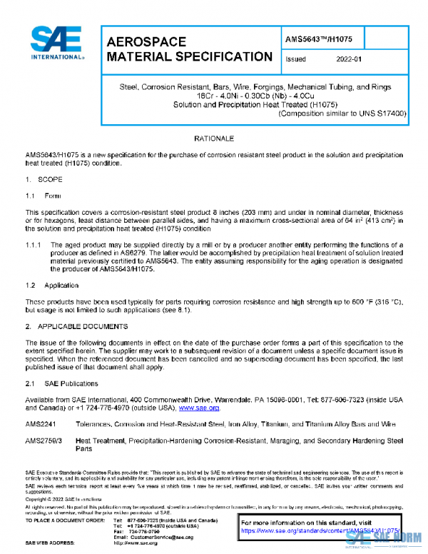 SAE AMS5643/H1075 PDF