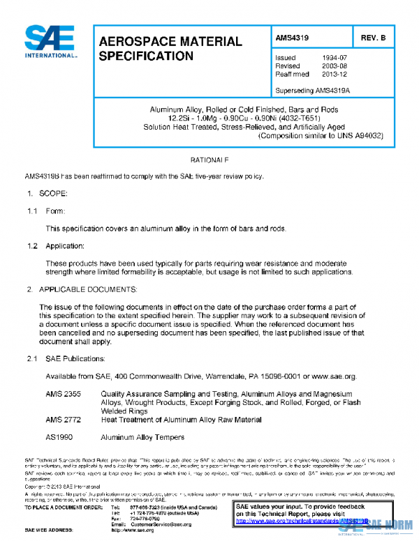 SAE AMS4319B PDF SAE AMS4319B PDF