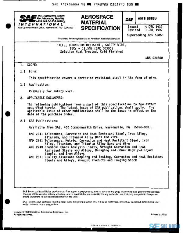 SAE AMS5685J PDF SAE AMS5685J PDF