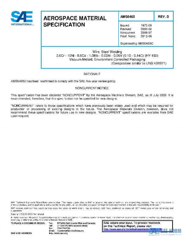 SAE AMS6465D PDF SAE AMS6465D PDF
