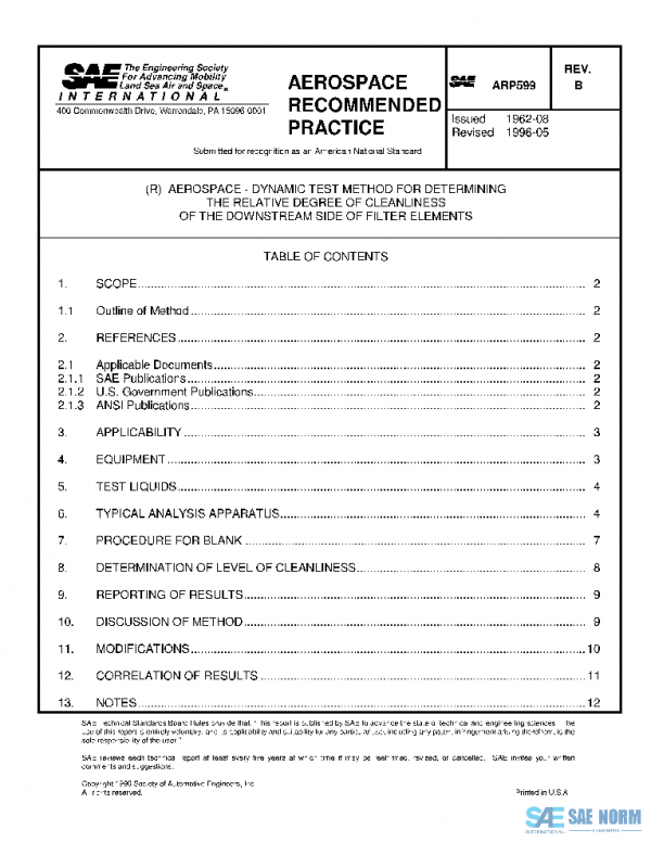SAE ARP599B PDF