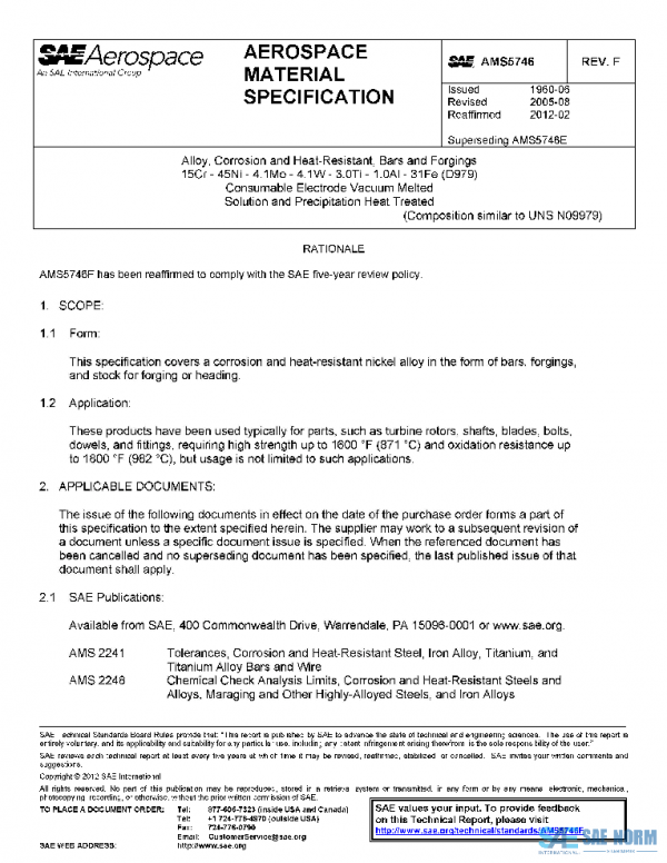 SAE AMS5746F PDF SAE AMS5746F PDF