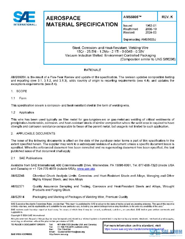 SAE AMS5805K PDF SAE AMS5805K PDF