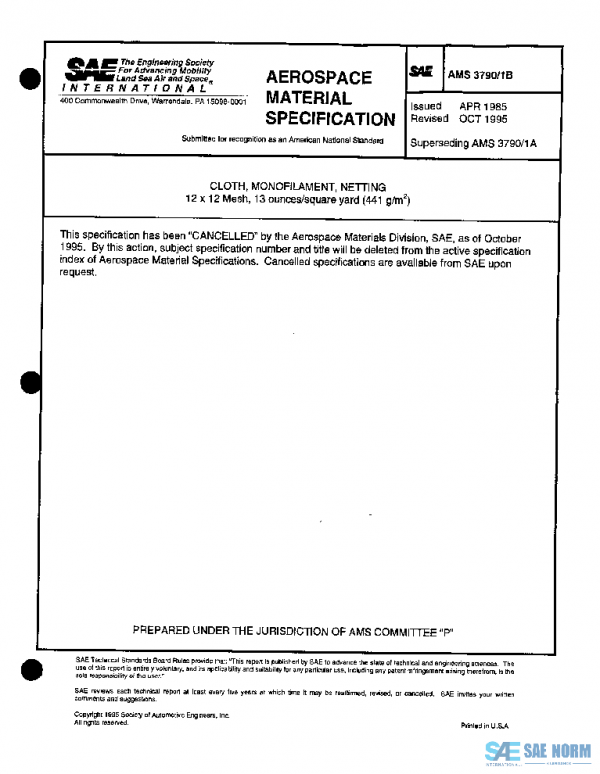 SAE AMS3790/1B PDF SAE AMS3790/1B PDF