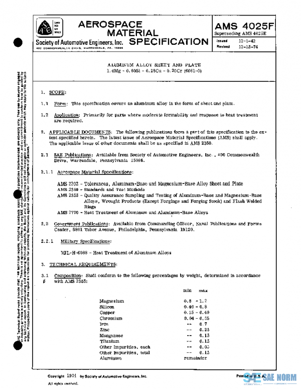 SAE AMS4025F PDF SAE AMS4025F PDF