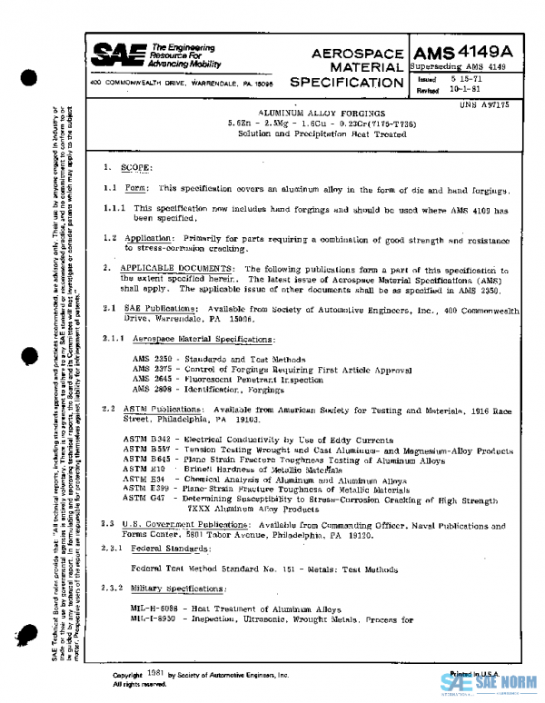 SAE AMS4149A PDF SAE AMS4149A PDF